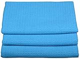 Sinland Microfiber Dish Drying Towels Dishes Towels Waffle Weave Kitchen Towels 16 Inch X 24 Inch 3 Pack Turquoise