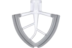 GLINK Flex Edge Beater for KitchenAid 4.5/5 Quart Tilt-Head Stand Mixer, Mixer Paddle Attachment for KitchenAid with Both-Sides Silicone Edge Bowl Scraper, Mixer Attachments for KitchenAid, White