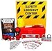 NMC LORK2 SAFETY LOCKOUT CENTER – 14 in. x 16 in. Styrene Electrical Lockout Backboard with Rack, Black Text on Yellow Base