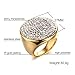 VNOX Womens Stainless Steel Huge Domed Round White CZ Rhinestone Crystal Ring,Gold Plated,Size 7