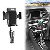 SOAIY 3-in-1 Cigarette Lighter Car Mount + Voltage Detector (Not for Center Console & Window), Dual USB 3.1A Charger with Adjust Gooseneck & 360° Rotating Car Mount Cradle for Phone from 3.5-6.5 inch