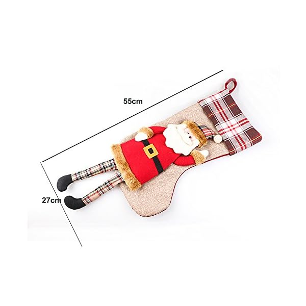2 PCS Christams Stockings, Lionsoul 3D Large Classic Santa Claus Snowman Christmas Stockings Gift Bags, 18 inch - Image 7