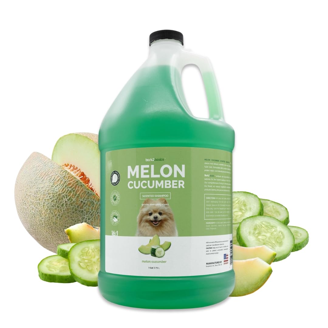Bark2Basics Melon Cucumber Dog Shampoo, 1 Gallon, 3.79 Litre - Unique Herbal Blend, Protects, Repairs, and Nourishes, Delivers Nutrients to Skin and Coat