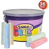 ArtCreativity Jumbo Sidewalk Chalk Set for Kids - 36 Colorful Chalk Pieces in a Storage Bucket - Portable, Dust Free and Washable - for Driveway, Pavement, Outdoors - Great Arts and Crafts Gift