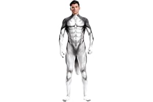 BEMEIREN Animal Full Bodysuit for Men Muscle Spandex Jumpsuit Furry Costume with Big Tail for Adult Cosplay Halloween Party