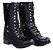 JJF Shoes H-7 Black Plaid Military Combat Foldable Cuff P-Leather Zipper Lace Up Boots-8