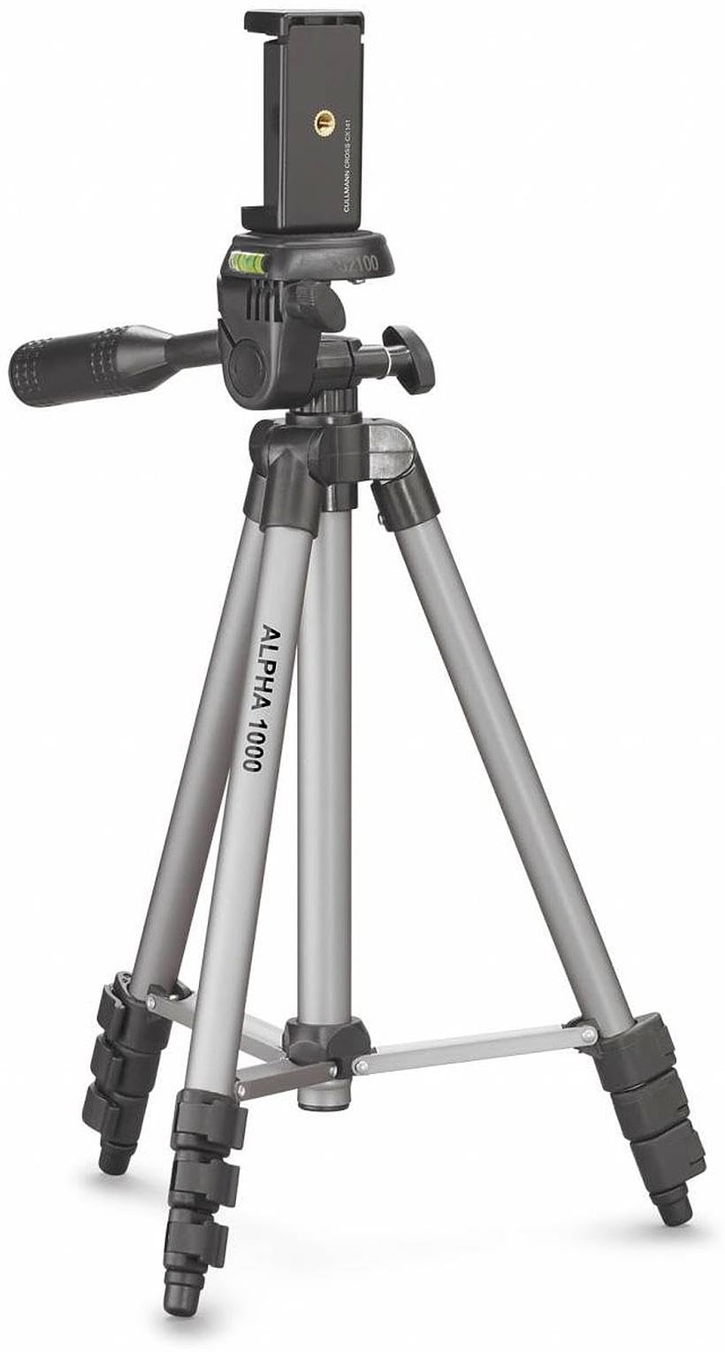Cullmann - 52102 - Alpha 1000 - Mobile Tripod with Universal Phone Mount (106 cm Extension Height, Packed Size 37 cm, Weight 0.5 kg, Maximum Load 1 kg) - Silver