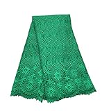 KENLACE 5 Yards/Lot African Lace Fabric Swiss Voile Lace Emboridery French Mesh Lace Fabric Material (Green)