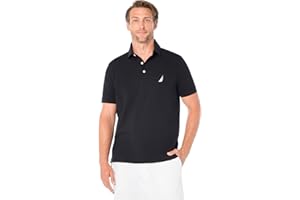 Nautica Men's Short Sleeve Solid Stretch Cotton Pique Polo Shirt