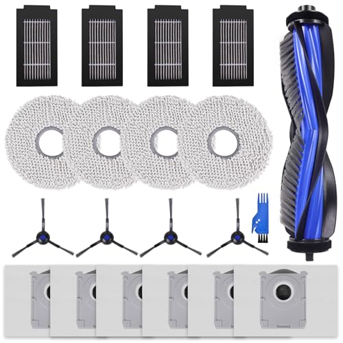 VIEWALL T50 Accessories for ECOVACS DEEBOT T50 Omni/T50 Omni Gen2/T50 PRO OMNI/T50 PRO Omni Gen2 Vacuum Cleaner, 1 Main Brush, 4 Side Brushes, 4 HEPA Filters, 6 Dust Bags