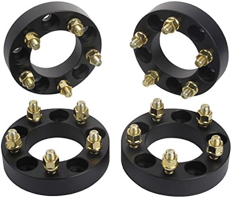 HLZZ 4pcs Wheel Spacers Adapters Sliver for 1987-2006 Jeep Wrangler Alloy Aluminum 6061 T6 - 1.25" Thickness - 5 Lug - 5x4.5/5x114.3 - 1/2x20 Studs (Black)