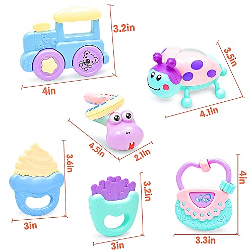 ChuburD 6Piece Baby Toys Rattle Teether,Infants Grab and Shake Rattles