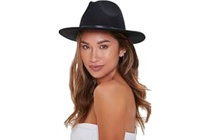 FGSS Womens Vintage Wide-Brim Fedora-Hat with Belt-Buckle Panama Hat for Women(Size L:7 1/4)