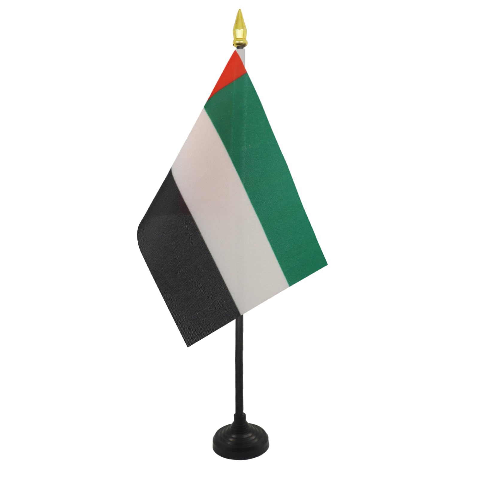 AZ FLAG - United Arab Emirates Table Flag 4'' x 6'' - Emirati Mini Desk Flag 100% Polyester 15 x 10 cm - Office Mini Banner with 10'' Pole - Golden Spear