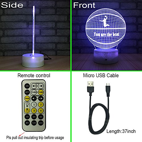 FlyonSea Basketball Beside 7 Colors Change + Remote Control with Timer Night Light Optical Illusion Lamp As a Gift Ideas for Boys or Kids