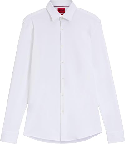 HUGO Mens Kenno Slim Fit Printed Cotton Poplin Shirt
