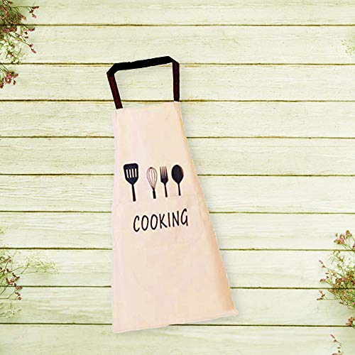 Kitchen Bib Apron - 2 Pack - Waterproof and Oil Proof - Great for Men Women Adult - Chef Favorite with Pocket (Black and Beige (2 Pack))