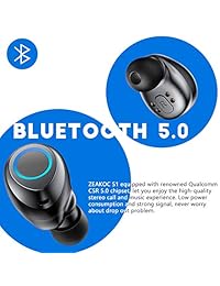 ZEAKOC Auriculares inalámbricos TWS estéreo, Bluetooth 5.0, con chipset Qualcomm CSR APTX CVC8.0, cancelación de ruido, auriculares internos IPX5, impermeables, 40H, deportivos, con funda de carga