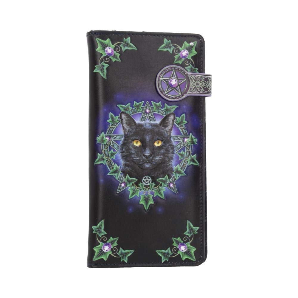Nemesis Now The Charmed One Pentagram Cat Embossed Women's Black Resin Clutch Wallet with Enchanted Design
