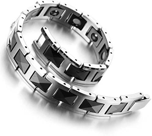Kstyle Jewelry Tungsten Mens Ladies Bracelet, Bangle, Black and Silver Colour, 7.9" KB900, With Gift Bag