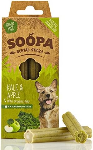 Soopa Kale and Apple Dental Sticks Dog Treat, 100 g, Transparent, 100 g (Pack of 1)
