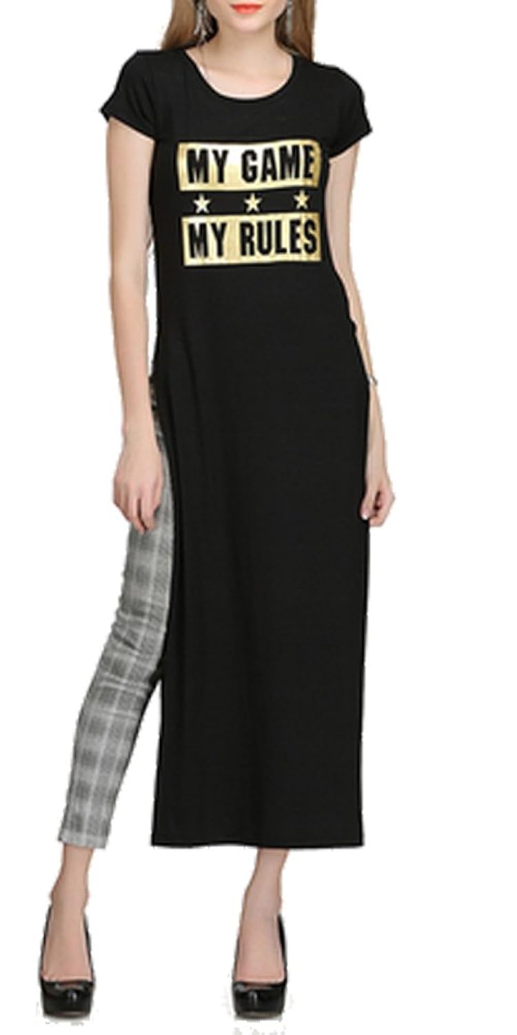 melcom women's cotton printed tunic (mt-01, black)