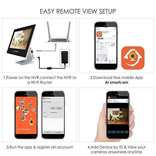 Wireless Security Camera System,4CH 2MP All-in-One 9" Touched LCD Monitor with 2 Pro Rechargeable Battery Outdoor WiFi Security Camera 1080p HD Wire-Free 2-Way Audio Day Night Motion Detection ANRAN