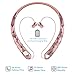 Bluetooth Headphones Bluenin Wireless Headphones Neckband Retractable Earbuds Noise Cancelling Stereo Headset Sport Earphones with Mic (Rose Gold)