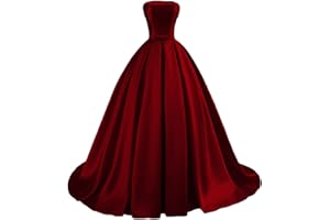 TOOWOOT Strapless Prom Dresses Long Satin Ball Gown Formal Dress for Women Evening Dress with Pockets