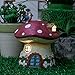 TERESA'S COLLECTIONS 6.9 Inch Mushroom Fairy House Garden Statues, Solar Powered Garden Lights for Outdoor Patio Yard Decorations