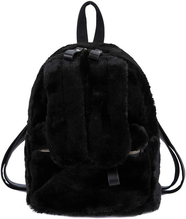 black fluffy backpack