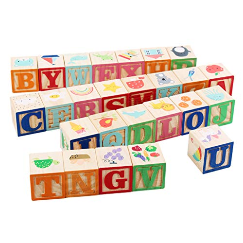 Pstars Wooden Learning Puzzle Letters Teaching Educational Building Blocks Kids Toys Cultivating Baby's Hands, Eyes, Brain Coordination Ability