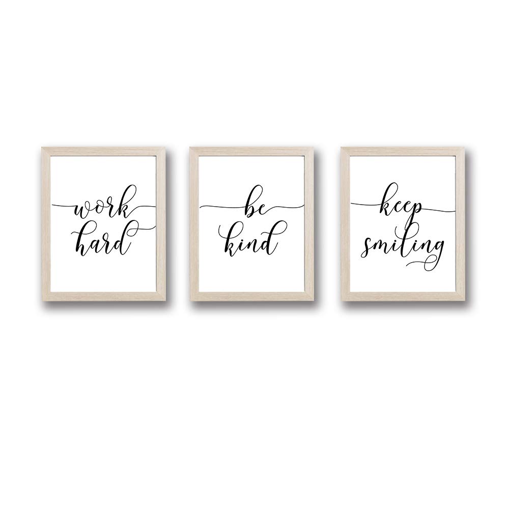 Hpniub Framed Inspirational Quotes Art Print Set Of 3 10 X8 Ready To Hang Minimalist Typography Wall Saying Poster Black And White Modern Canvas Artwork For Bedroom Home Decor Buy Online In Faroe Islands