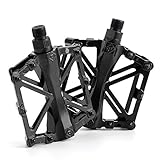 Chollima Aluminum Alloy Bicycle Pedals Road Bike Pedals for BMX MTB Cycling 9/16 Inch Black