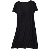 Homgro Women's Soft Nightgown Frilly Sleep Dress Summer Short Sleeve Comfy Midi Sleepwear with Built in Shelf Bra