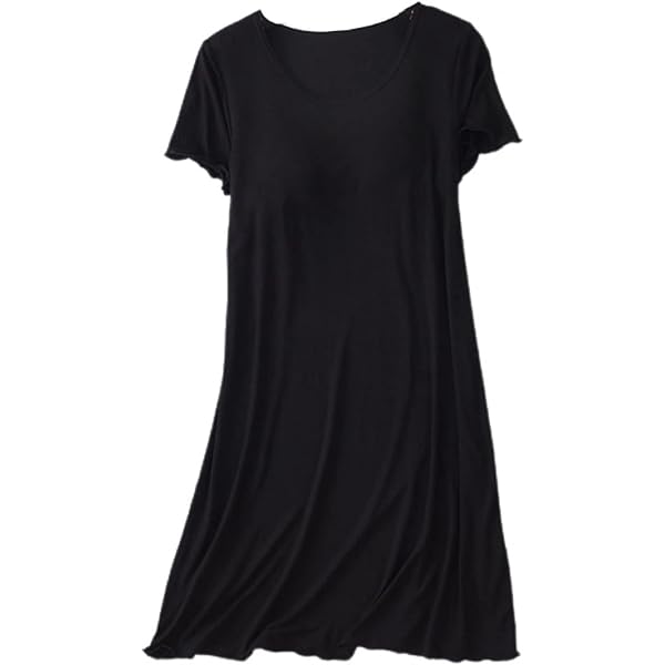 thumbnail image 2 of Homgro Women's Sleep Dress With Built-in Bra - Short Sleeve Midi Nightgown 2 of 14