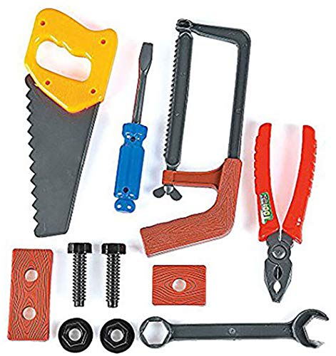 Construction Tool Set Kids - 10-pc Assorted Playset - Dress-Up Pretend Play Accessory, Event Stuffer, Gift, Room Decoration, Career Training Activity Props, Imaginary Game Skills Development