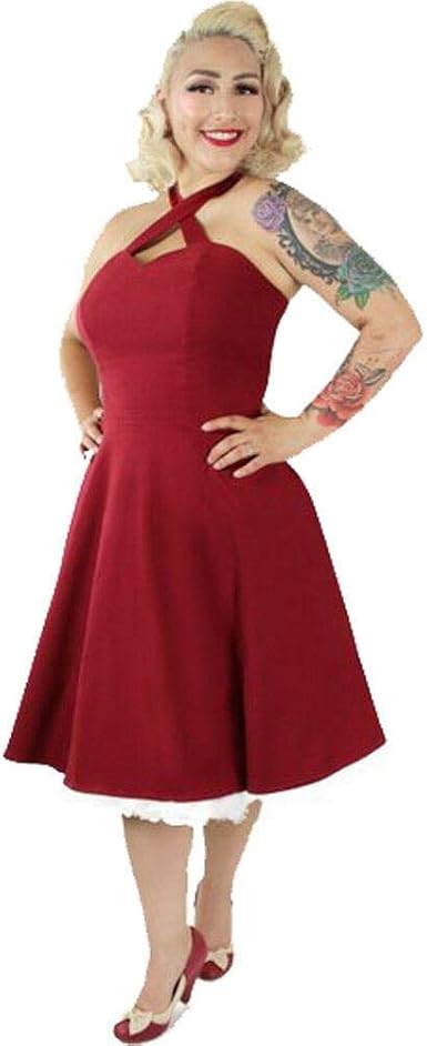 burgundy 1950s dress