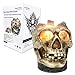 3D White Gray Grey Black Himalayan Salt Lamp Lights, Tatoo Halloween Skull Carved Statue Lamp Night Light with Himalayan Gray White Salt Chunks, Dimmer Switch Control with 1 Salt Candle Holder
