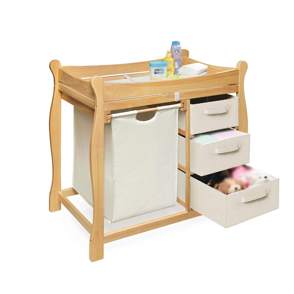 ZCF Baby Diaper Table Changing Tables, Solid Wood with 4