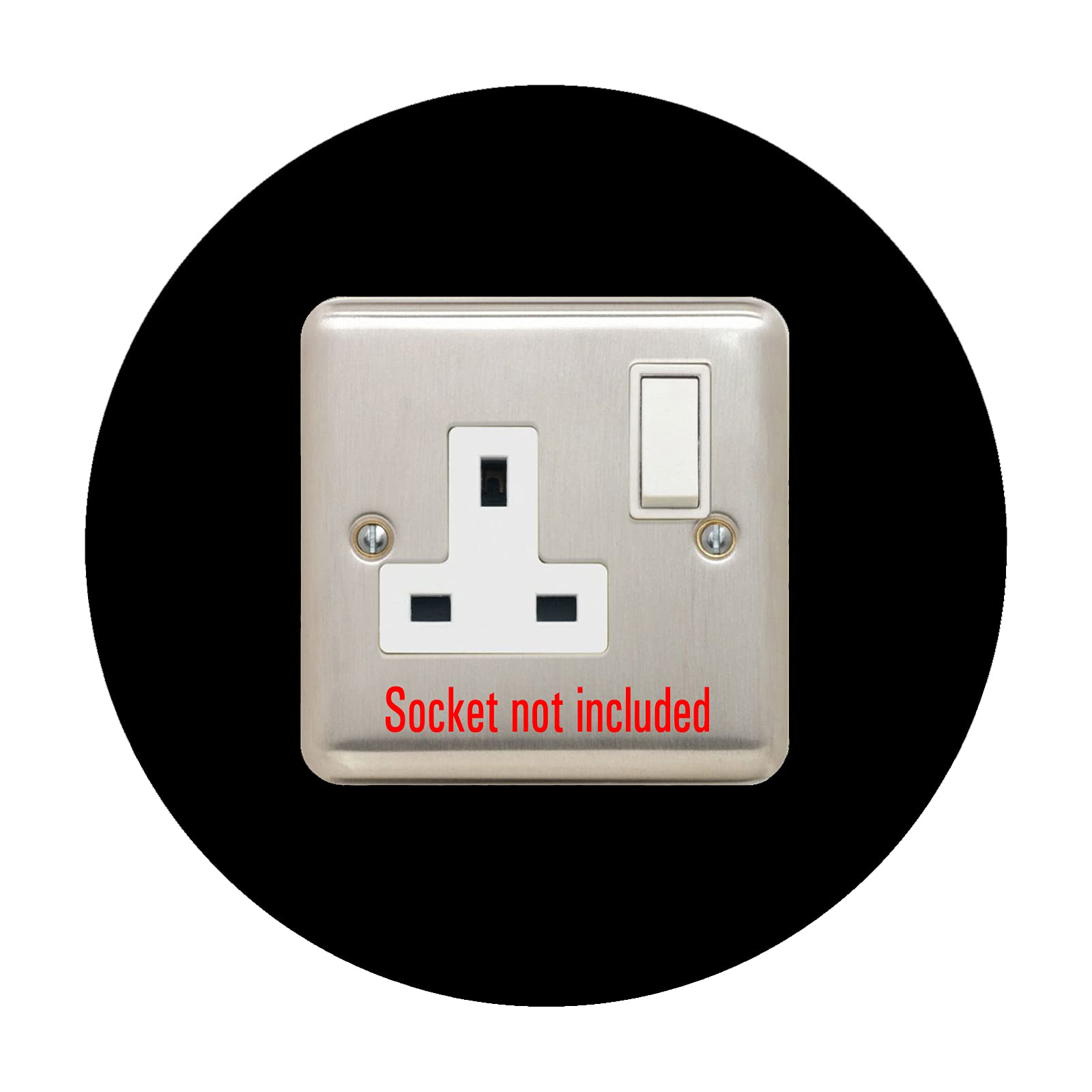 Socket Surround, Single Round Acrylic Back Panel, Hygienic Circle Wall Cover, Trim, Back or Finger Plate Frame, Colour:Black