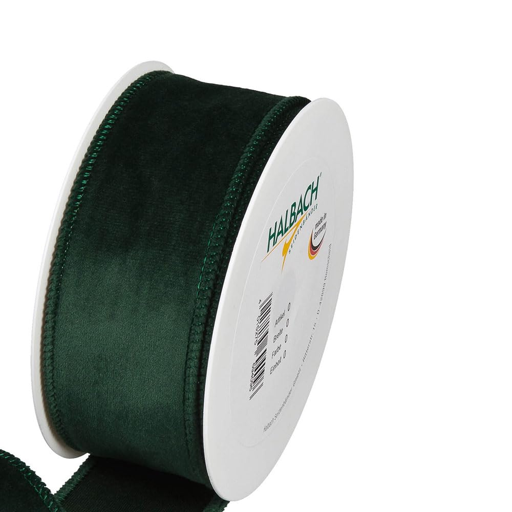 FloristryWarehouse Fir Green Christmas Velvet Fabric Ribbon 50mm (2") Wide on 8m roll Wired Edge