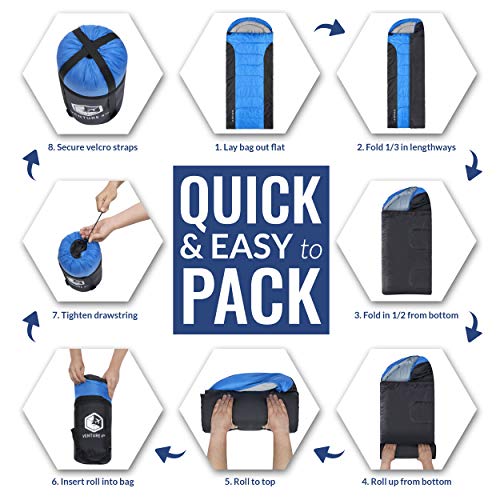 VENTURE 4TH 3Season XL Sleeping Bag, Extra Large Lightweight