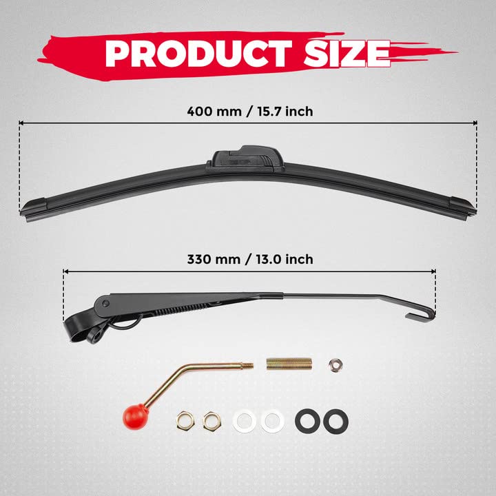 Kemimoto UTV Windshield Wiper Kit Hand Operated Manual Windshield Wiper