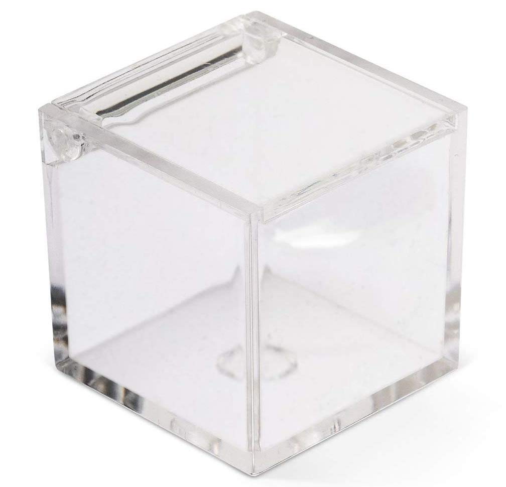 100 SCATOLE CUBO PLEXIGLASS 5X5X5 CM TRASPARENTE X CONFETTI