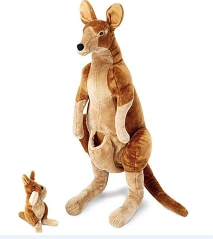 stuffed kangaroo with baby in pouch