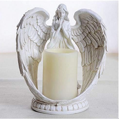 Praying Angel Wings Figurine Statue Sculpture Memorial Statue Wings Angel LED Candle Holder with 6 Hours Timer Home Wedding Christmas Church Votive Candle Light - Image 5