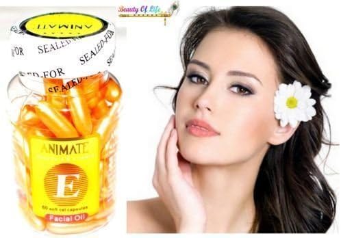 Animate Aloe Vera & Vitamin E Facial Oil For Acne/Marks 60 Soft Cel Capsules