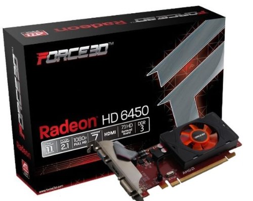 Force3D AMD ATI radeon HD 6450 2Gb DDR3 HDMI DVI VGA video graphics card PCI express pcie x16 HD 1080P windows 7/vista/XP