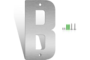 SPNO1-MS 5 Inch Stainless Steel Metal Floating Address Numbers, Silver Metal House Letters, 304 Stainless Steel House Address Letters and Numbers, Modern Door Number and Letter for Home Hotel Office (B)